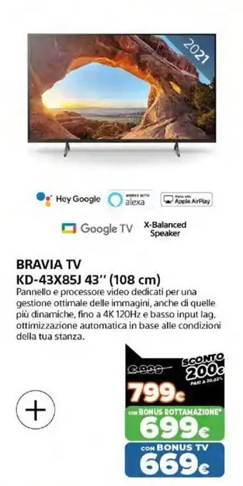 Expert Sony Bravia TV KD-43X85J 43" (108 cm) offerta
