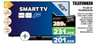 Expert Telefunken TV LED 43" TE43551B42V2K offerta
