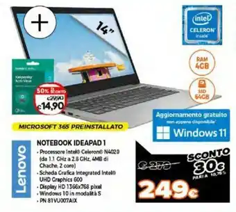 Expert Lenovo Notebook IdeaPad 1 offerta