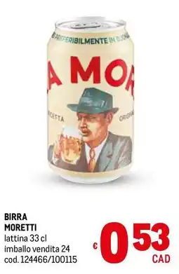 Metro BIRRA MORETTI lattina 33 cl offerta