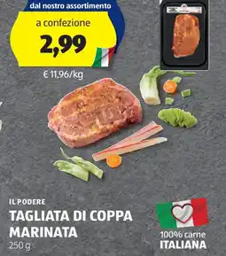 ALDI IL PODERE TAGLIATA DI COPPA MARINATA 250 g offerta