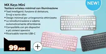 Expert Logitech MX Keys Mini Tastiera wireless minimal con illuminazione offerta