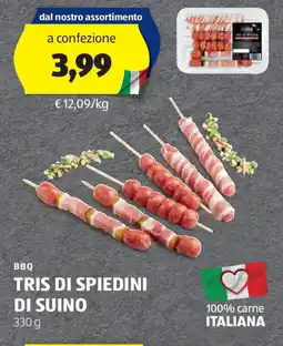ALDI BBQ TRIS DI SPIEDINI DI SUINO 330 g offerta