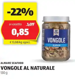 ALDI ALMARE SEAFOOD VONGOLE AL NATURALE 130 g offerta