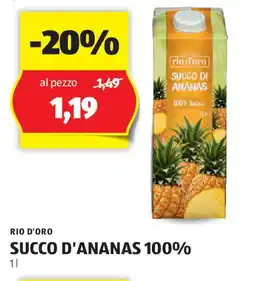 ALDI RIO D'ORO SUCCO D'ANANAS 100% 1 l offerta