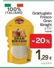 Carrefour Express Gran 100% latte italiano grattugiato fresco 100 g(ml) offerta
