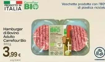 Carrefour Express Carrefour bio hamburger di bovino offerta