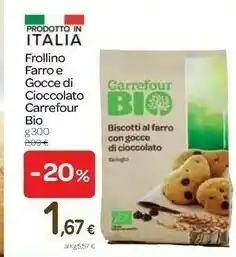 Carrefour Express Bio vegando - biscotti di farro con gocce di cioccolato bio offerta
