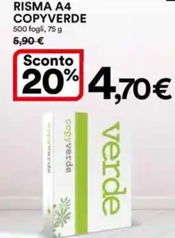 Ipercoop RISMA A4 COPYVERDE 500 fogli, 75 g offerta