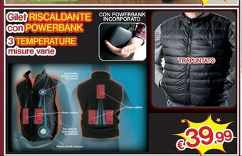 Satur Gilet riscaldante con powerbank 3 temperature offerta