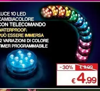 Satur Luce 10 led cambiacolore con telecomando offerta