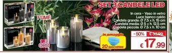 Satur Set 3 candele led offerta