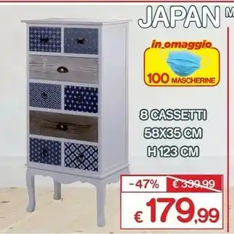 Satur 8 cassetti 58x35 cm h 123 cm offerta