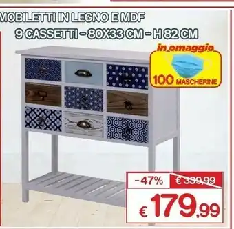 Satur 9 cassetti / 80x33 cm / h 82 cm offerta