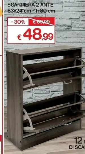 Satur Scarpiera 2 ante 63x24 cm h 80 cm offerta