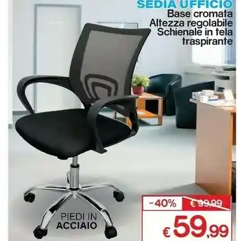 Satur Sedia ufficio ase cromata altezza regolabile schienale in tela traspirante offerta