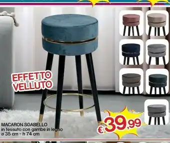 Satur Macaron sgabello in tessuto con gambe in legno offerta