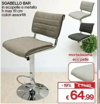 Satur Sgabello bar in ecopelle e metallo h max 111 cm offerta