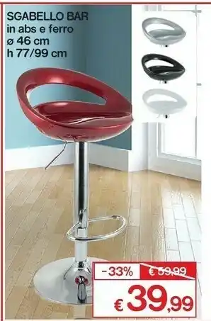 Satur Sgabello bar in abs e ferro offerta