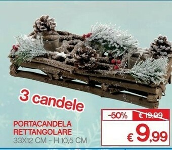 Portacandela rettangolare 3 candele