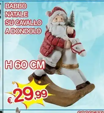 Babbo natale su cavallo a dondolo