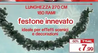 Satur Festone innevato ideale per effetti scenici e decorazioni offerta