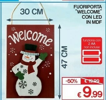 Satur fuoriporta 'welcome' con led in mdf