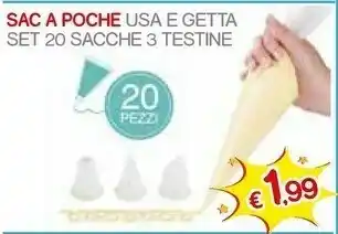 Satur Sac a poche usa e getta set 20 sacche 3 testine offerta