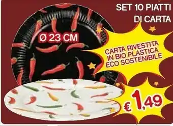 Satur Set 10 piatti di carta offerta