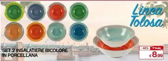 Satur Set 2 insalatiere bicolore in porcellana offerta