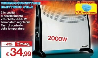 Satur Termoconvettore elettrico vela offerta