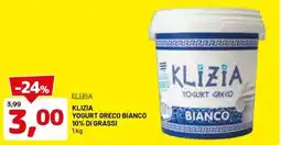 DPiù KLIZIA YOGURT GRECO BIANCO 10% DI GRASSI 1kg offerta