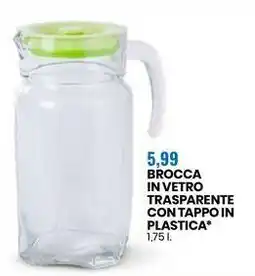 BROCCA IN VETRO TRASPARENTE CON TAPPO IN PLASTICA 1,75 l