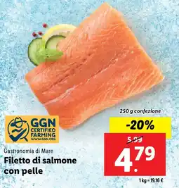 Lidl Gastronomia di Mare Filetto di salmone con pelle 250 g confezione offerta