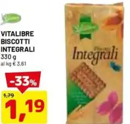 DPiù VITALIBRE BISCOTTI INTEGRALI 330 g offerta