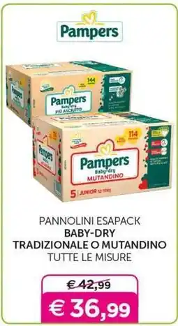 Universo Bimbo Pampers PANNOLINI ESAPACK BABY-DRY TRADIZIONALE O MUTANDINO TUTTE LE MISURE offerta