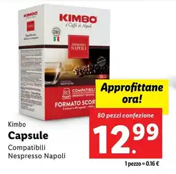 Lidl Kimbo Capsule Compatibili Nespresso Napoli 80 pezzi confezione offerta