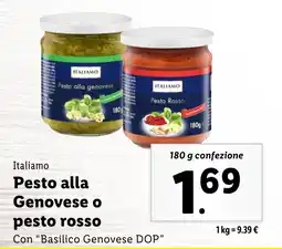 Lidl Italiamo Pesto alla Genovese o pesto rosso 180 g confezione offerta