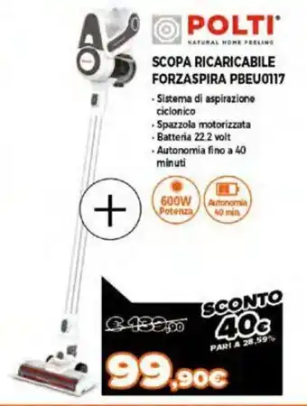 Expert Polti Scopa Ricaricabile Forzaspira PBEU0117 offerta