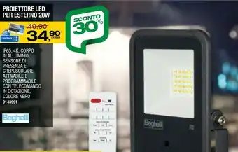 Bricofer Proiettore led per esterno 20w offerta