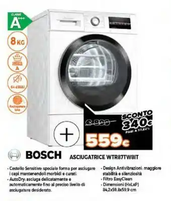 Expert Bosch Asciugatrice WTR87TW8IT offerta