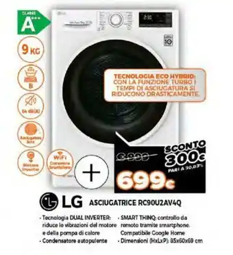Expert LG Asciugatrice RC90U2AV4Q offerta