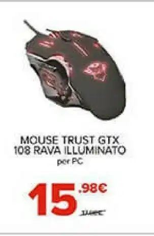 Trust gxt 108 rava mouse mano destra usb tipo a ottico 2000 dpi