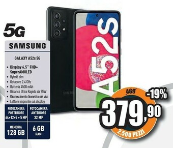 Unieuro Galaxy a52s 5g sm-a528 16,5 cm (6.5") dual sim ibrida usb tipo-c 6 gb 128 gb 4500 mah nero offerta