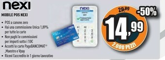 Unieuro Nexi discover mobile pos lettore di schede bianco micro-usb offerta