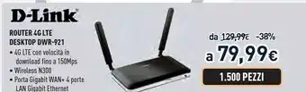 Unieuro D-link dwr-921/e router wireless fast ethernet 3g 4g nero, bianco offerta