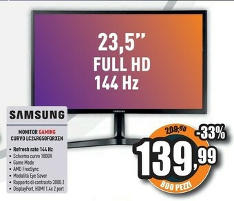 Unieuro Monitor gaming corvo lc24rg50fqrxen offerta