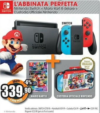 Unieuro Switch + mario kart 8 deluxe + custodia ufficiale offerta