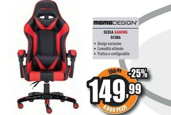 Unieuro Md-gc006-kr sedia per videogioco sedia da gaming per pc seduta imbottita nero, rosso offerta
