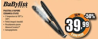 Unieuro St492e messa in piega piastra per capelli vapore nero 2,5 m offerta